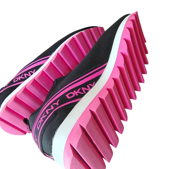 DKNY ABBI Women's Black and Pink Slip-On Sneakers - Picture 7 of 7